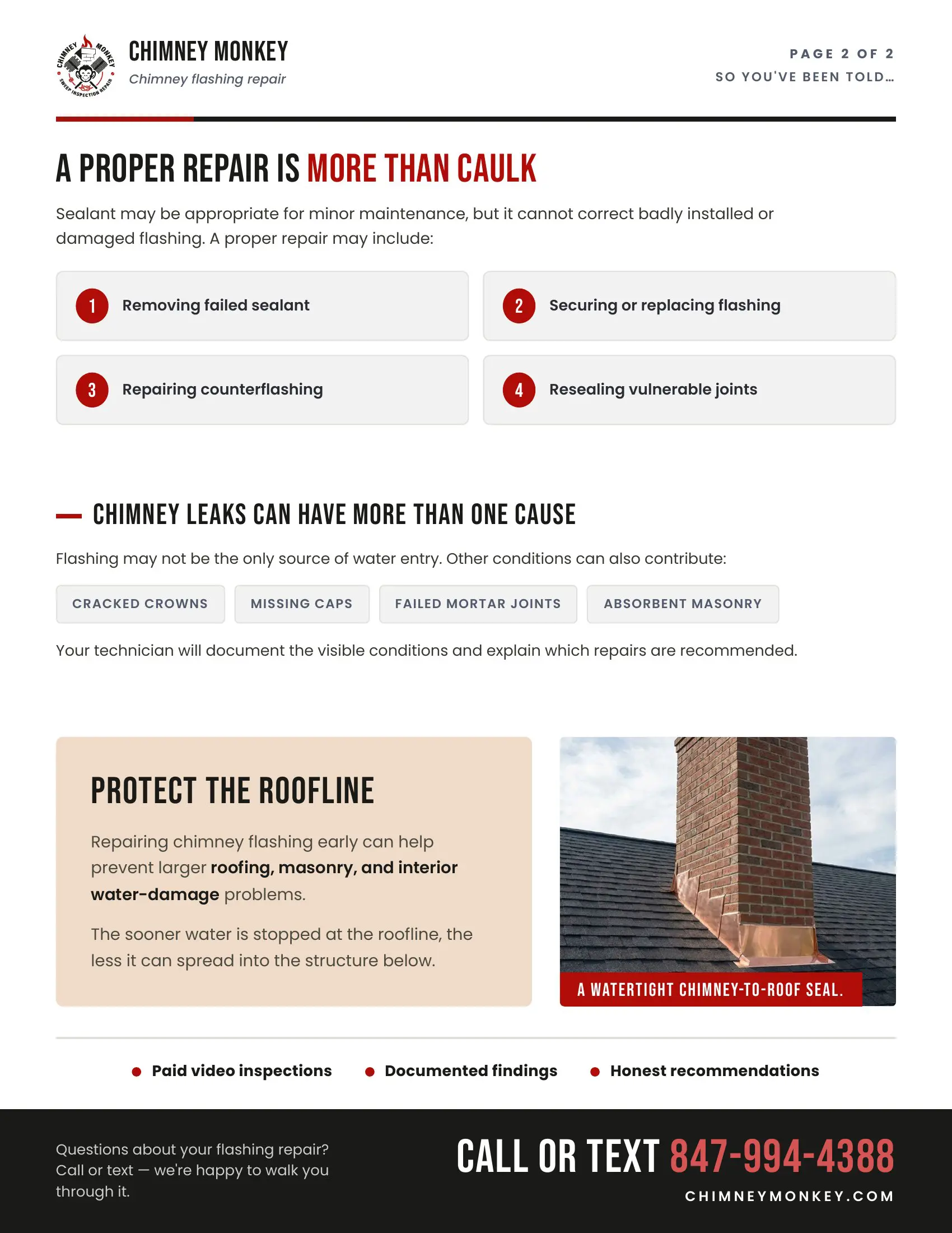 Chimney Flashing Repair Guide from Chimney Monkey, page 2